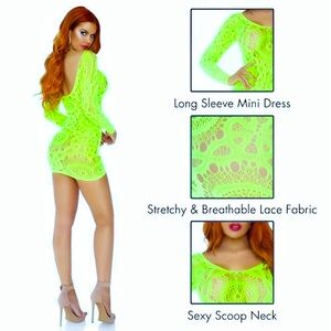 Neon Fluorescent Mesh Lace Bright Rave Party Festival Romance